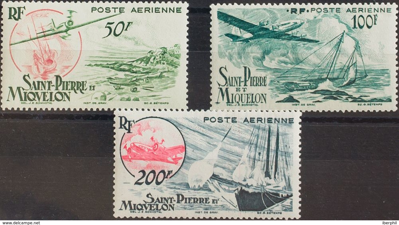 San Pedro Y Miquelón, Aéreo. MNH **Yv 18/20. 1947. Serie Completa. MAGNIFICA. Yvert 2014: 45 Euros. - Otros & Sin Clasificación