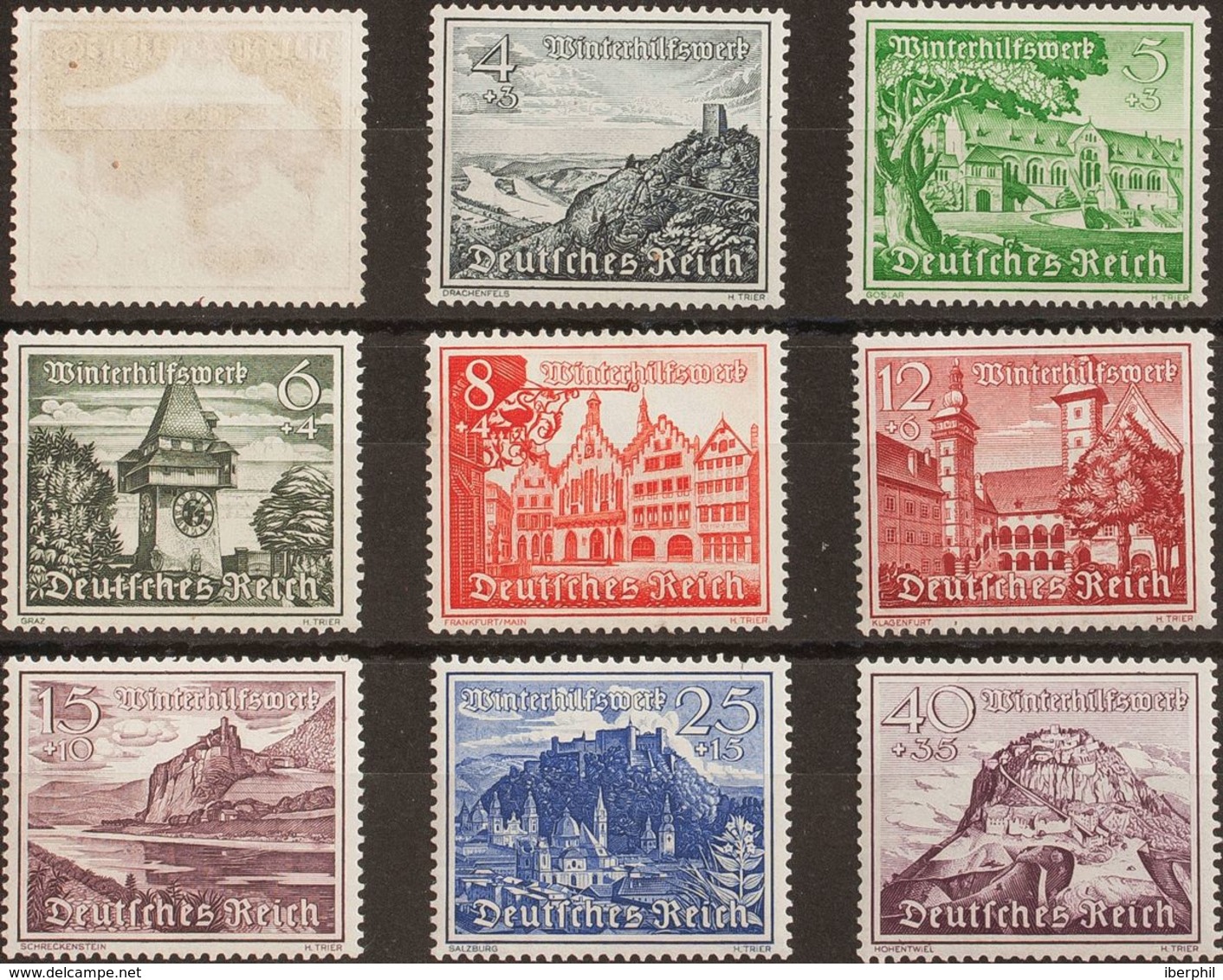 Alemania. MNH **Yv 654/62. 1939. Serie Completa (el 3 P Sin Goma). MAGNIFICA. (Mi730/38 58'80 Euros) - Nuevos