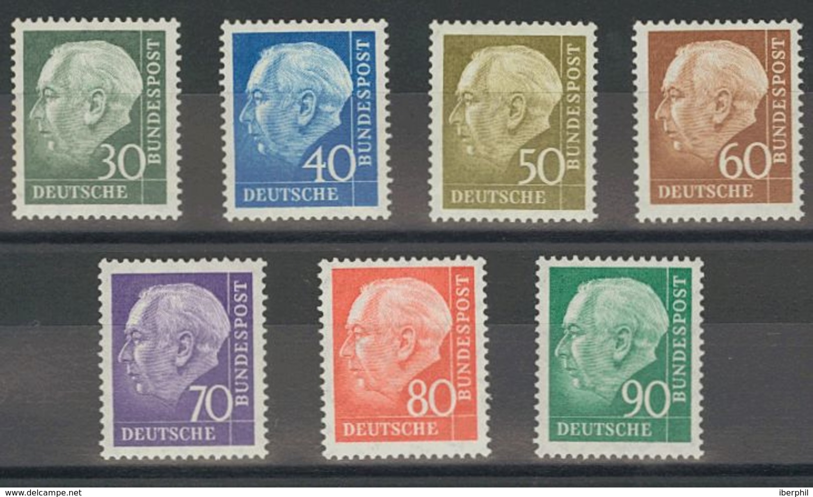Alemania Occidental. MNH **Yv 125A/129B. 1957. Serie Completa, Siete Valores. MAGNIFICA. Yvert 2014: 50 Euros. - Unused Stamps