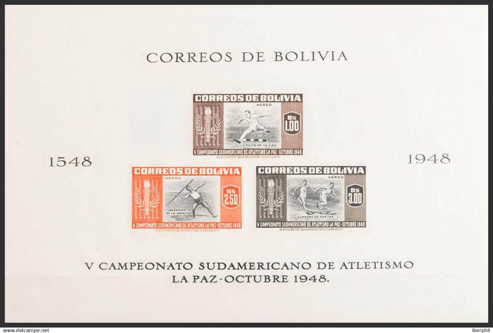 Bolivia, Hoja Bloque. MH *Yv 11/14. 1951. Hojas Bloque. SIN DENTAR. MAGNIFICAS. Yvert 2013: 70 Euros. - Bolivia