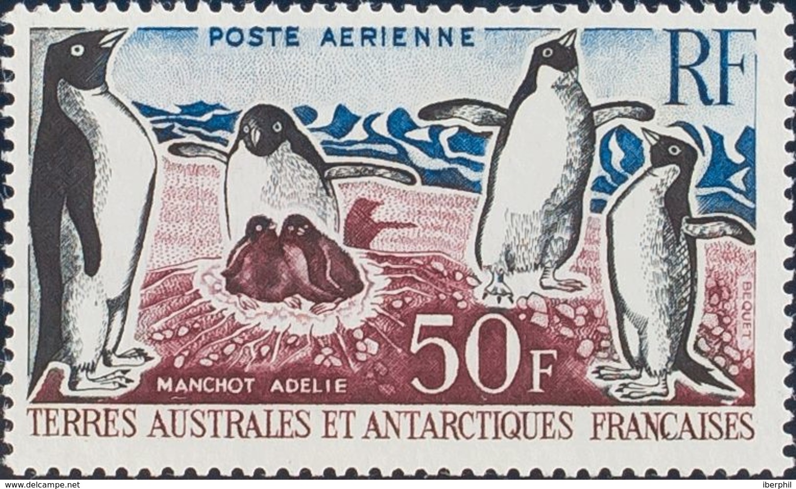 Tierras Australes-TAAF, Aéreo. MNH **Yv 5. 1963. 50 F Multicolor. MAGNIFICO. Yvert 2014: 60 Euros. - Otros & Sin Clasificación