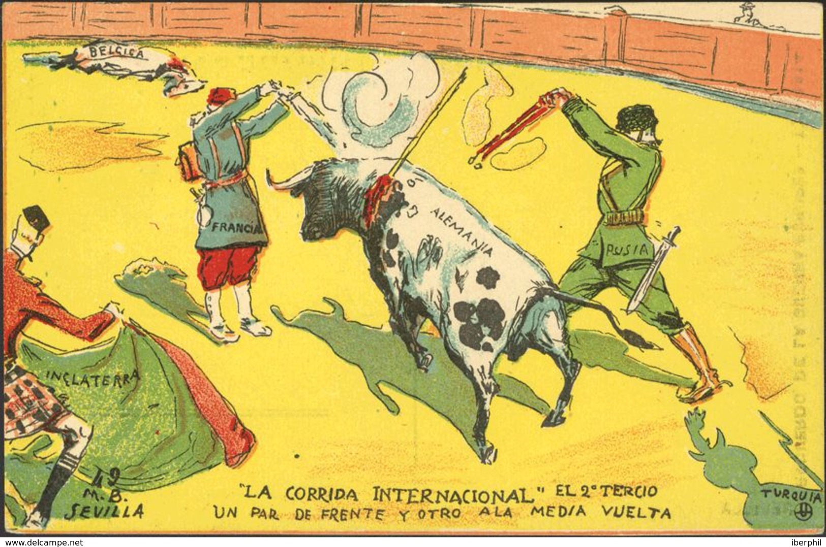 España. Tarjetas Postales. Tarjetas Postales. "RECUERDO DE LA GUERRA EUROPEA, LA CORRIDA INTERNACIONAL". Sin Circular. M - Other & Unclassified