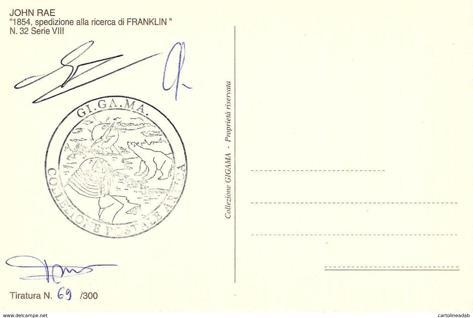 [MD3949] CPM - COLLEZIONE POSTALE ARTICA CON ANNULLO FIRME N° 31 1854 JOHN RAE - PERFETTA - NV - Historia