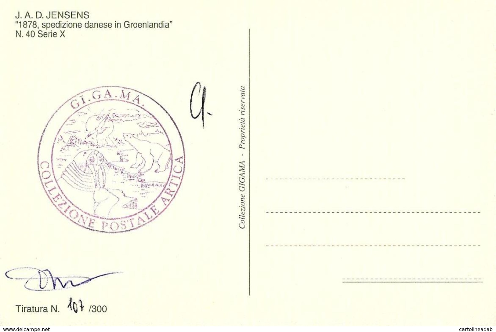 [MD3957] CPM - COLLEZIONE POSTALE ARTICA CON ANNULLO FIRME N° 40 1878 J. A. D. JENSENS - PERFETTA - NV - Storia