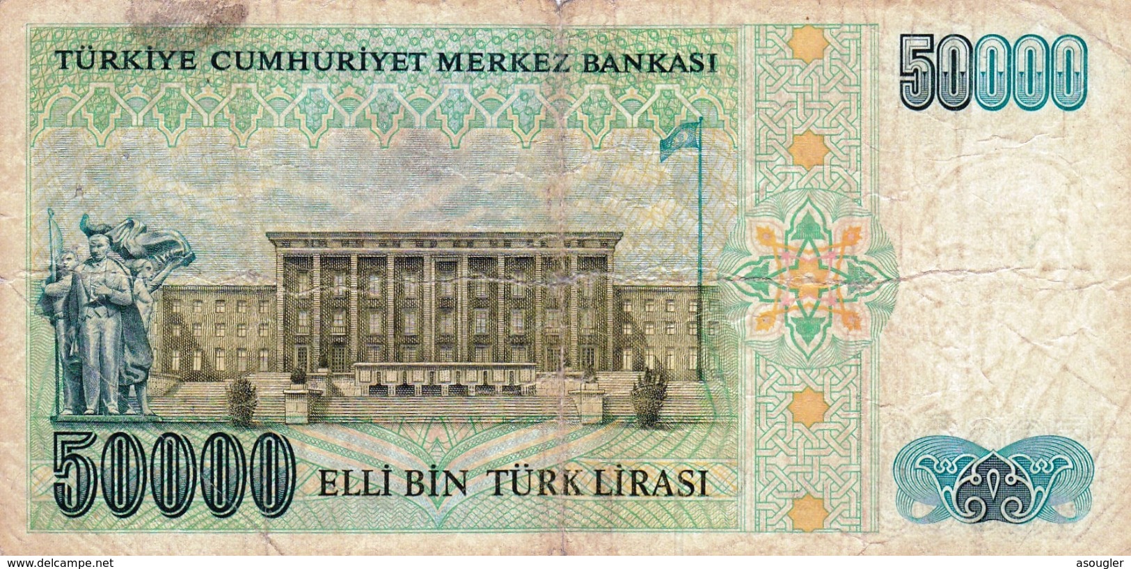 TURKEY 50000 LIRA 1970 (1989) F P-203a "free Shipping Via Regular Air Mail (buyer Risk) - Türkei