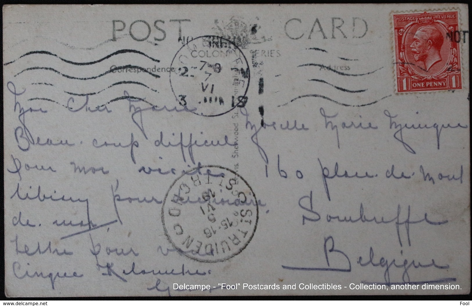 NOTTINGHAM Wollaton Lodge And Canal 1919 Lenton Lodge Card From A British Soldier After WW1 To A Belgian Family - Nottingham