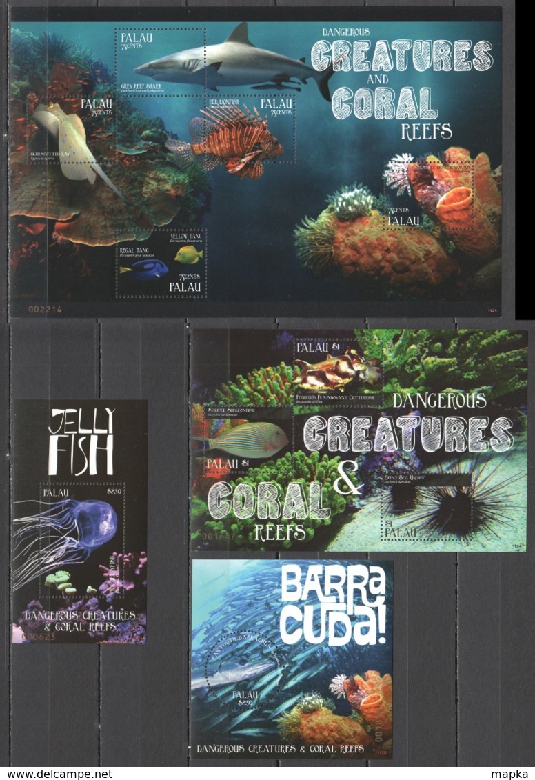 X1052 2011 PALAU FISH & MARINE LIFE DANGEROUS CREATURES & CORAL REEFS !!! MICHEL 28 EURO !!! 2KB+2BL MNH - Meereswelt