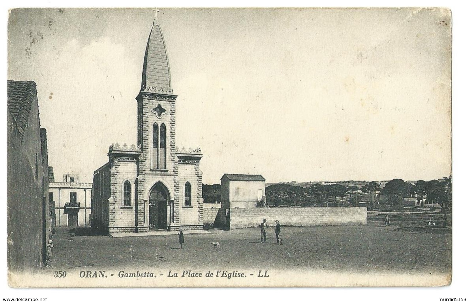 CPA La Place De L'église ORAN Algérie 1927 - Oran