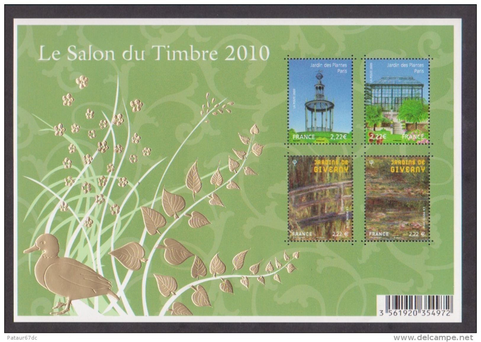 FRANCE / 2010 / Y&T BF N° 130 ** (Feuillet "Jardins De France - Salon Du Timbre") X 1 => TP 4384/4385 ** + 4479/4480 ** - Mint/Hinged