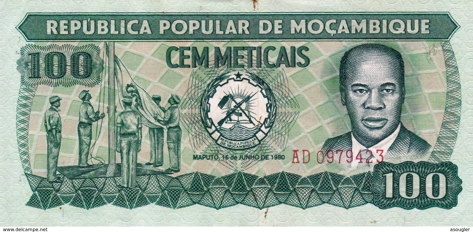 Mozambique 100 Meticais 1980 VF P-126 "free Shipping Via Regular Air Mail (buyer Risk)" - Mozambique