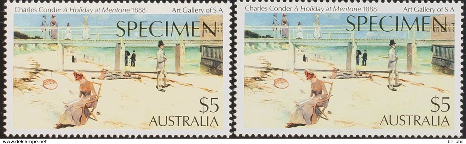 Australia. MNH **Yv 855, 855a. 1984. 5$ Multicolor, Dos Sellos Con Diferentes Tonalidades. Sobrecarga SPECIMEN. MAGNIFIC - Otros & Sin Clasificación