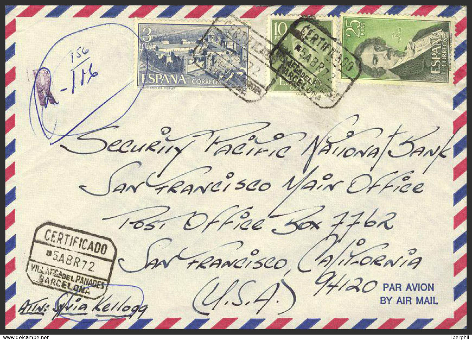 España. 2º Centenario Correo Aéreo. Al Dorso Llegada. MAGNIFICA. - Cartas & Documentos