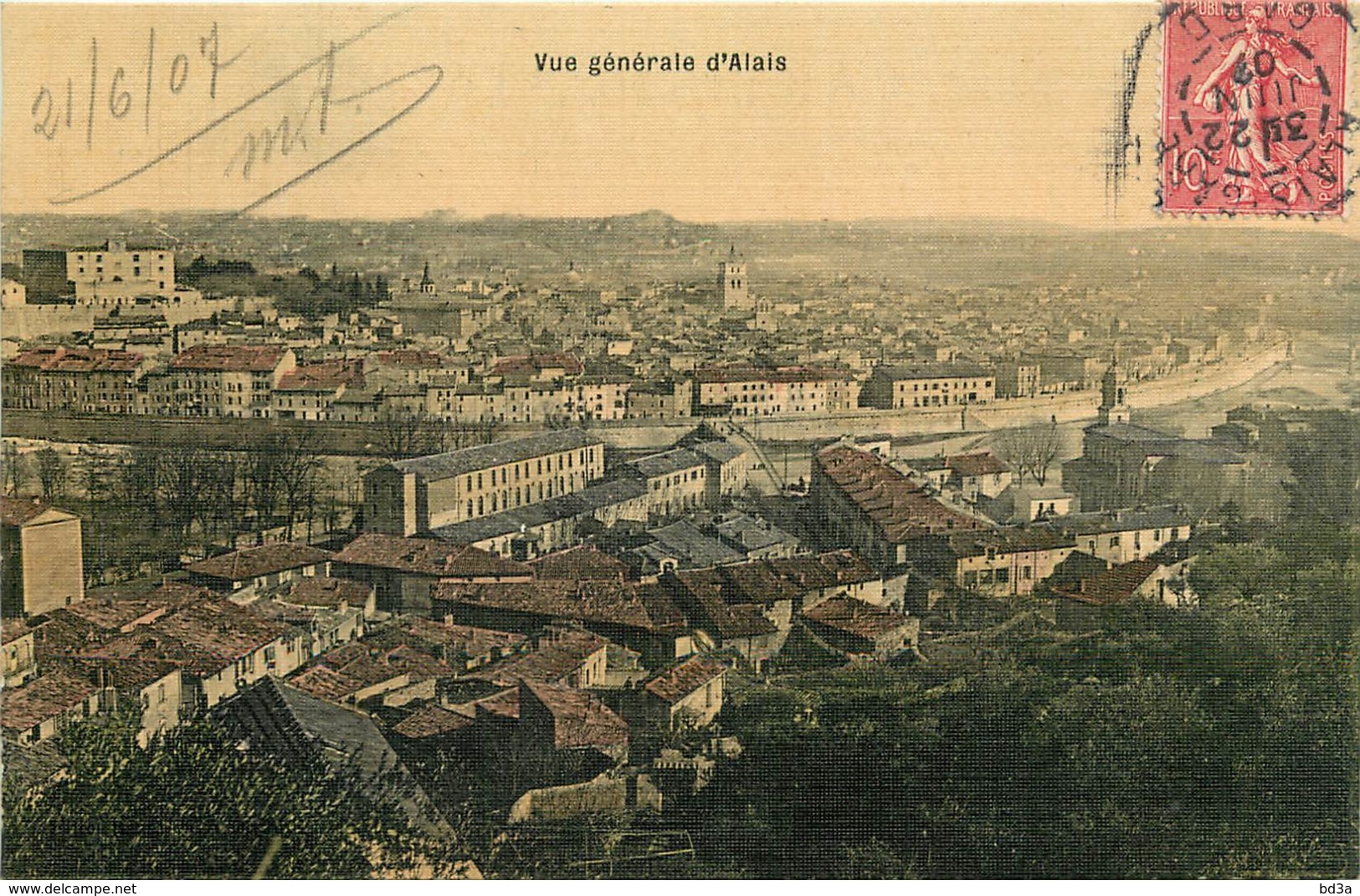 30 - ALAIS - VUE GENERALE - Façon Toilée - Alès