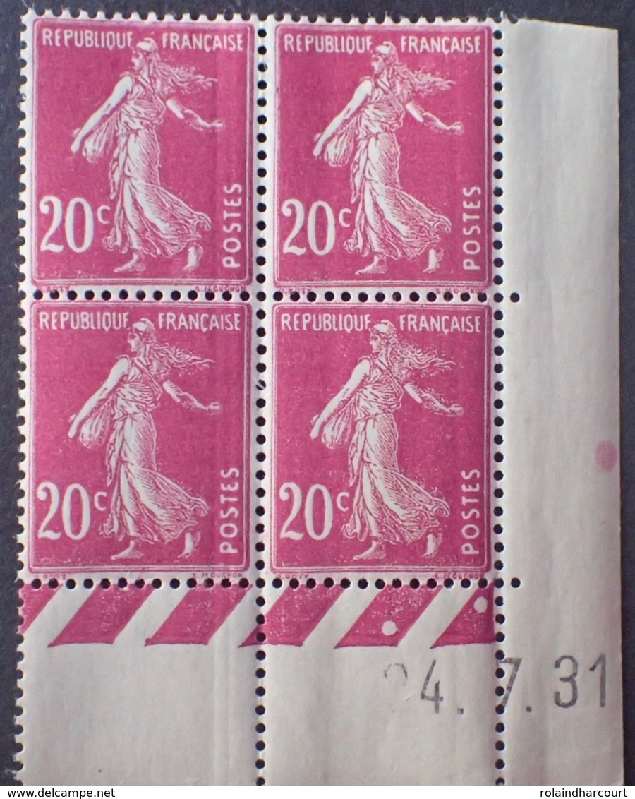 R1189/293 - 1931 - TYPE SEMEUSE - BLOC - N°190 (III) TIMBRES NEUFS** CdF Daté - 1930-1939