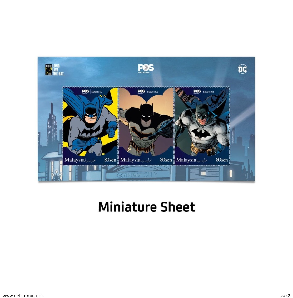 Malaysia 2019 Batman 80 Years Personalized Stamp M/S MNH Cartoon Comics DC Super Hero Cave Bat - Cinema