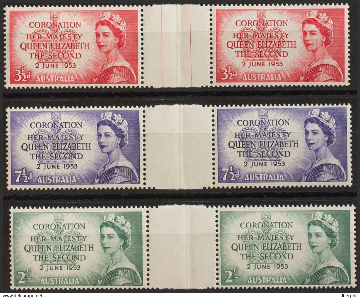 Australia. MNH **Yv 199/02(2). 1953. Serie Completa, Parejas Con INTERPANEL. MAGNIFICA. (SG264/66) - Otros & Sin Clasificación