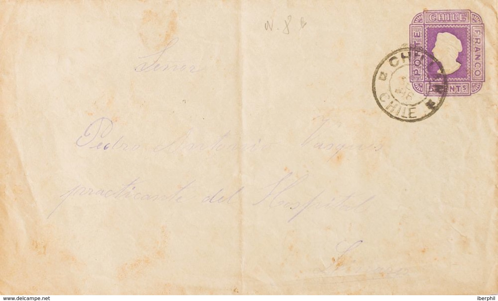Chile, Entero Postal. Sobre Yv . 1886. 5 Ctvos Violeta Sobre Entero Postal De CHILLAN A LINARES. Matasello CHILLAN / CHI - Chile
