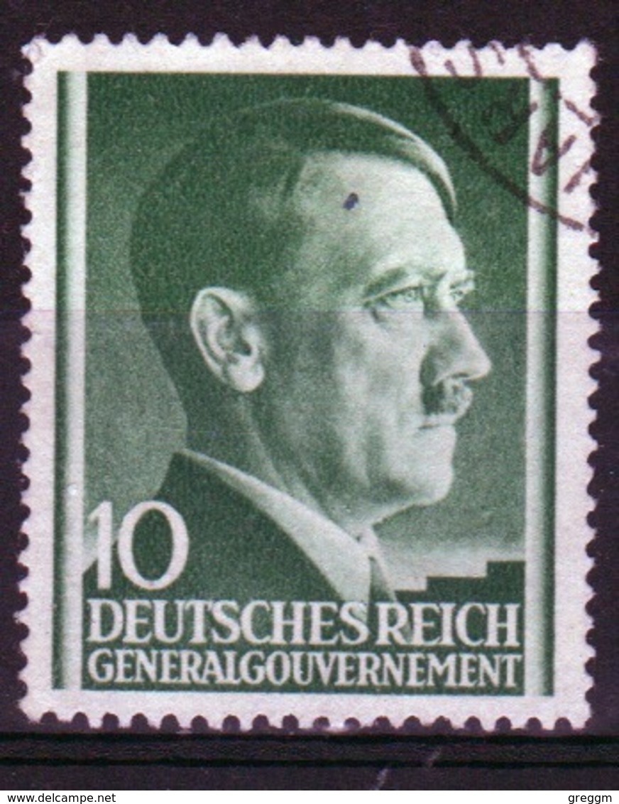 Poland German Occupation 10g Stamp Showing Adolf Hitler From 1941. - General Government