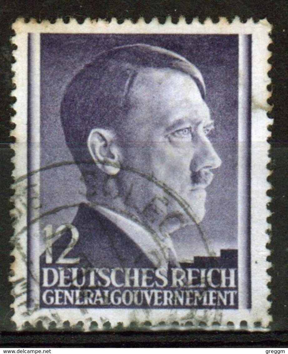 Poland German Occupation 12g Stamp Showing Adolf Hitler From 1941. - General Government