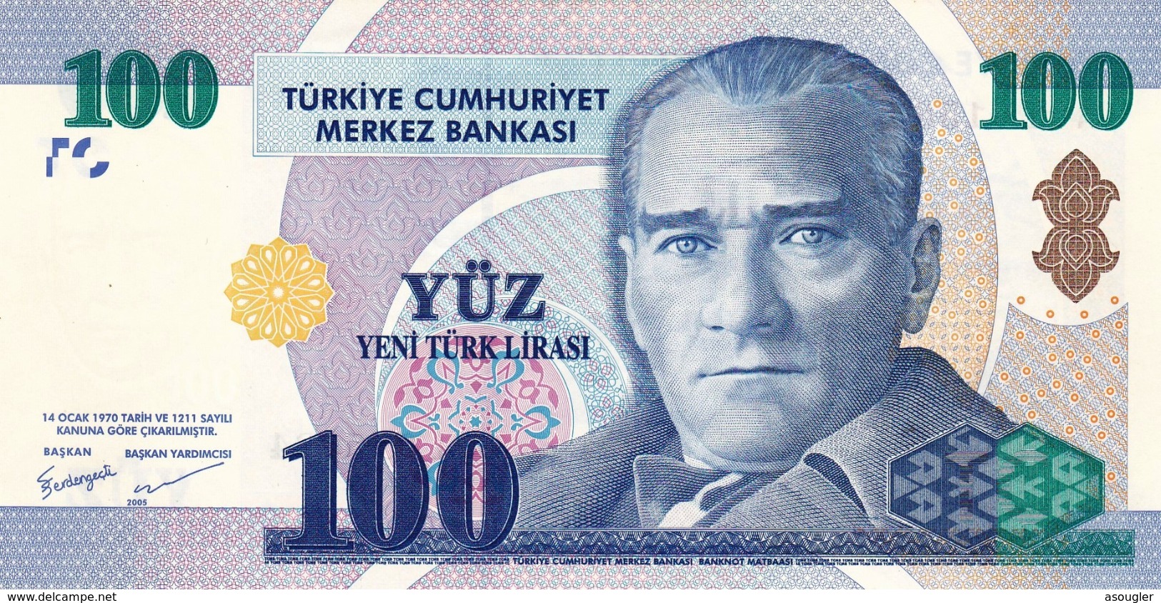 TURKEY 100 LIRA 2005 PREFIX "A" UNC P-221 "free Shipping Via Registered Air Mail" - Turkije