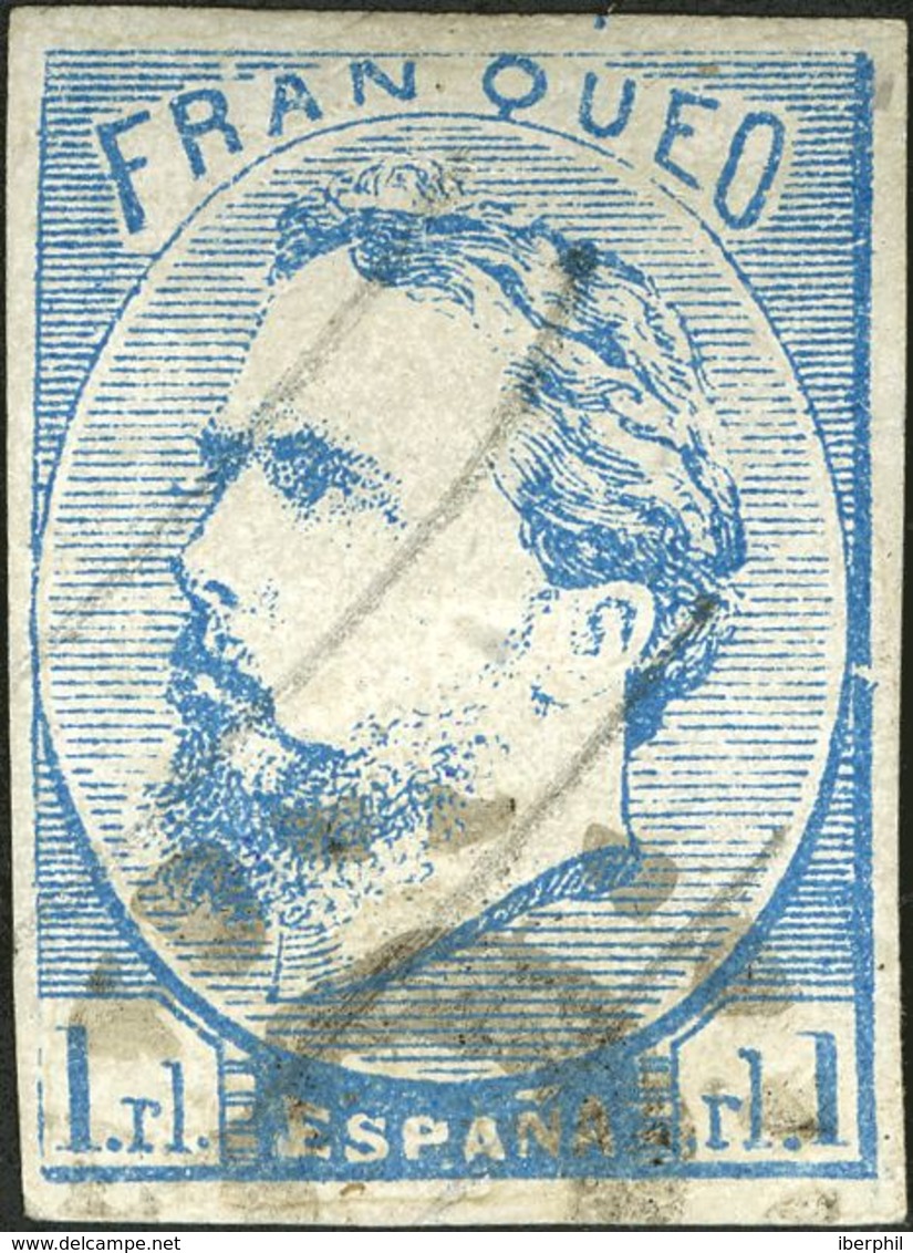 España. Correo Carlista. º156. 1873. 1 Real Azul. Matasello SOL DE SANTESTEBAN. MAGNIFICO. - Carlists