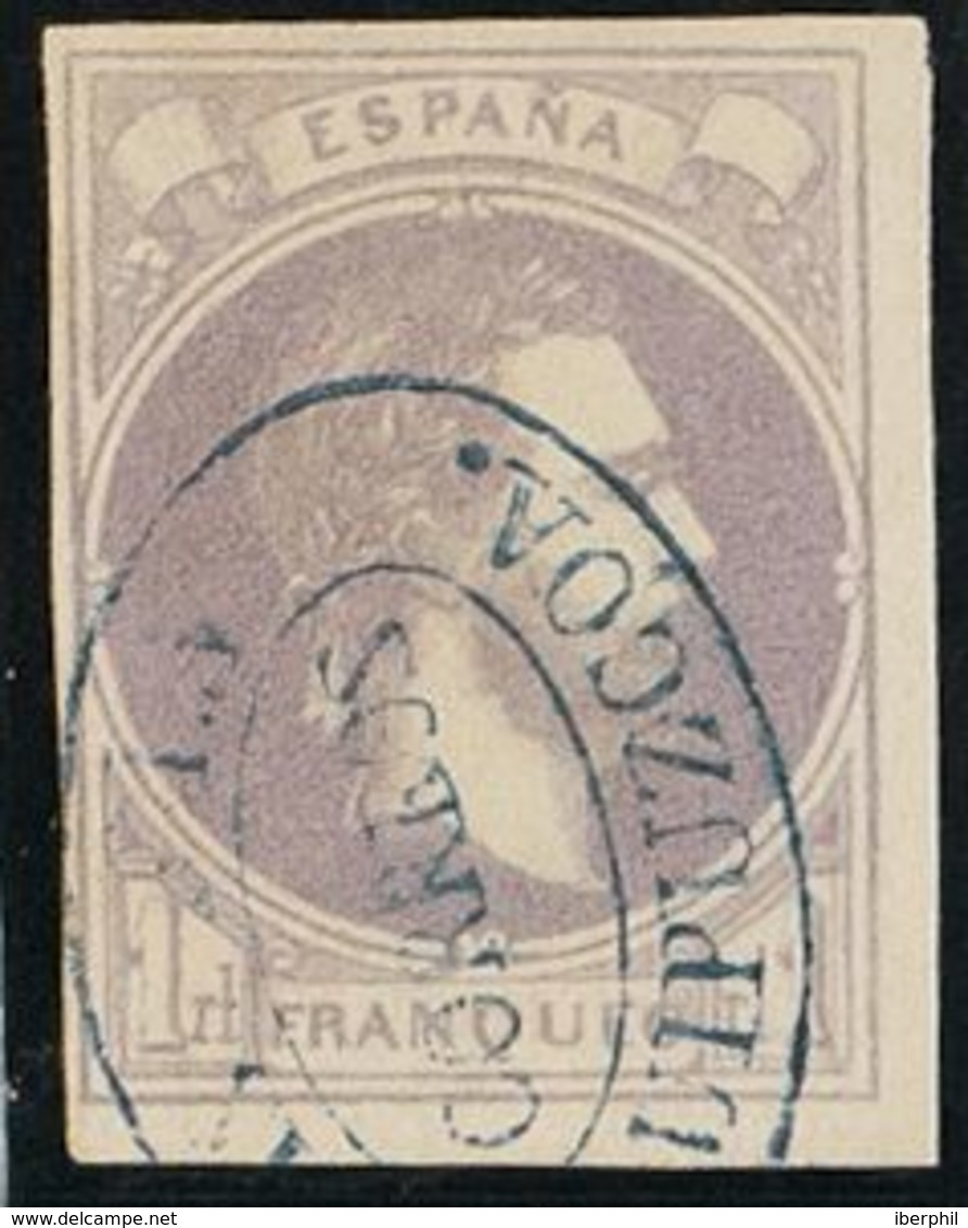 España. Correo Carlista. º158. 1874. 1 Real Violeta. Matasello LASTAOLA / CORREOS /  GUIPUZCOA. MAGNIFICO. - Carlistas