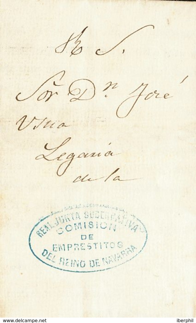 España. Correo Carlista. Sobre . 1874. Circular De ARIZALA A LA JUNTA DE EMPRESITOS DE NAVARRA (reclamando El Impuesto P - Carlists