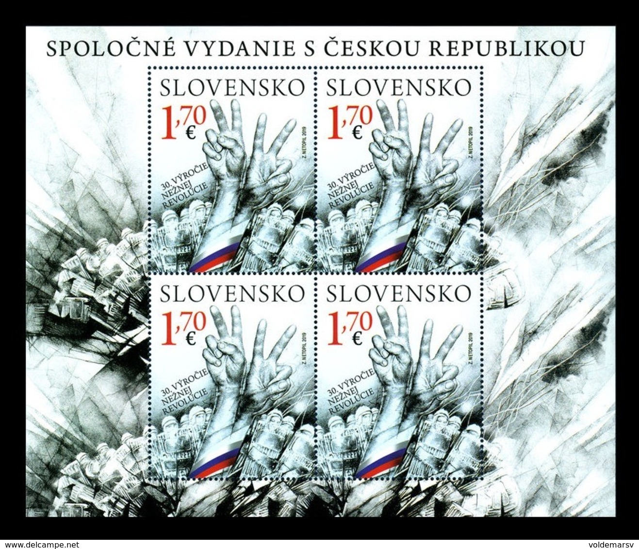 Slovakia 2019 Mih. 890 Velvet Revolution (M/S) (joint Issue Slovakia-Czech Republic) MNH ** - Ungebraucht