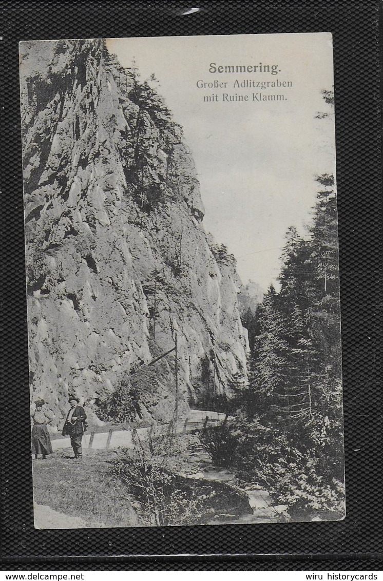 AK 0359  Semmering - Großer Adlitzgraben Mit Ruine Klamm Um 1909 - Semmering