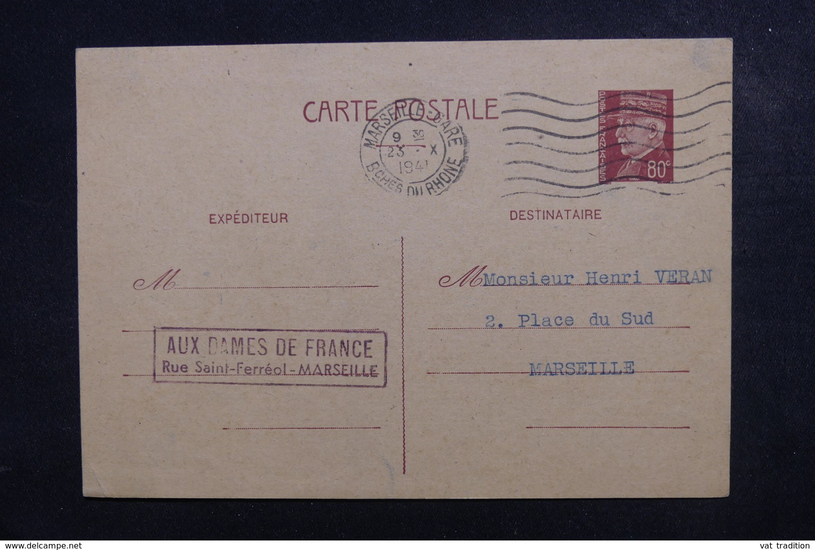 FRANCE - Entier Postal Type Pétain De Marseille Pour Marseille En 1941 - L 46624 - Cartes Postales Types Et TSC (avant 1995)