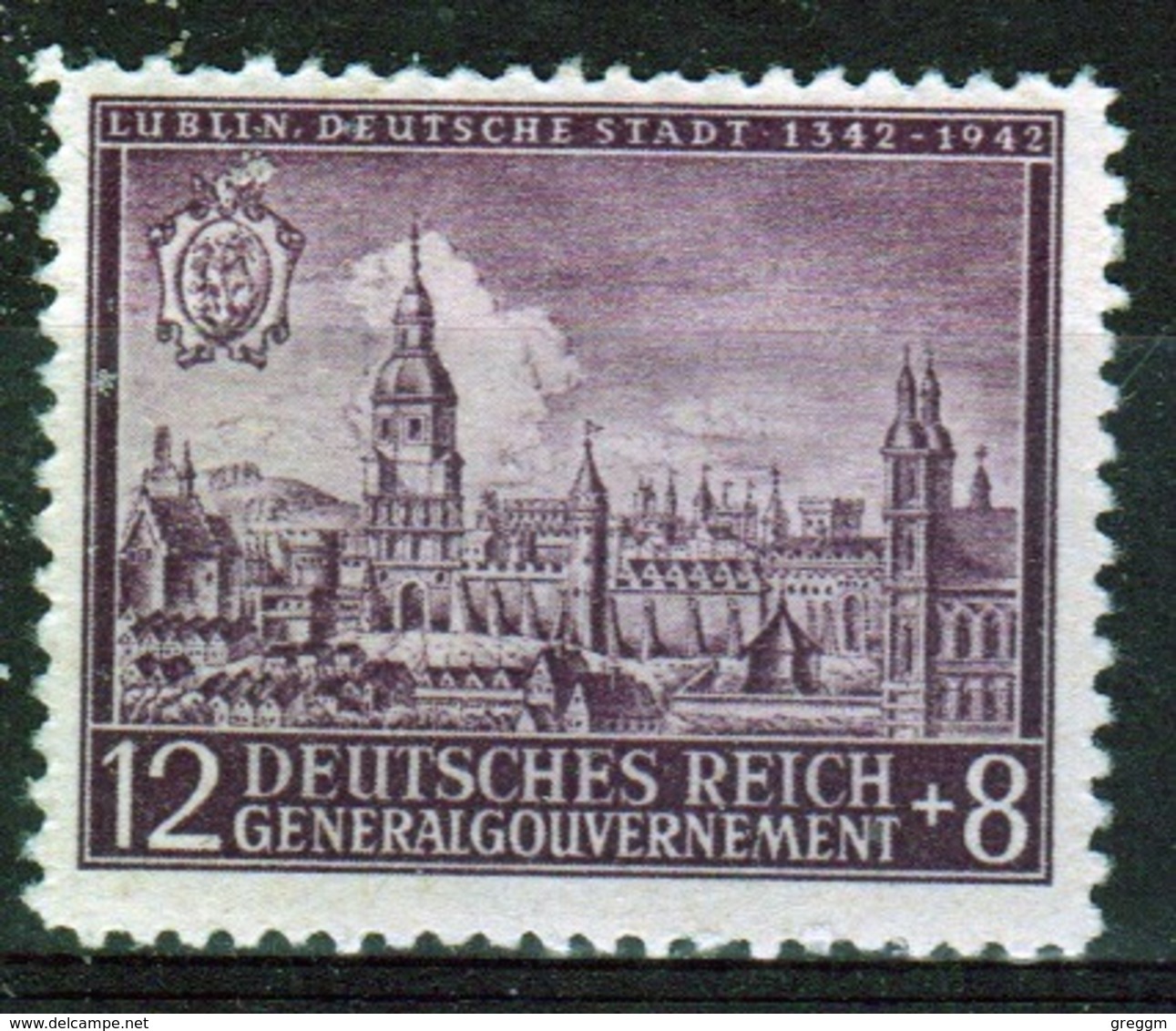 Poland German Occupation 1942 Single Stamp Showing 600th Anniversary Of Lubin. - Governo Generale