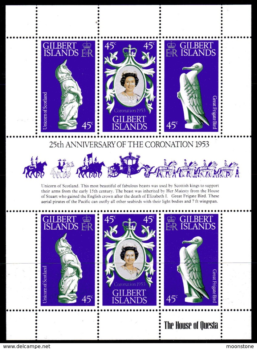 Gilbert Islands 1978 25th Anniversary Of Coronation Sheetlet Of 6, MNH, SG 68/70 (BP2) - Islas Gilbert Y Ellice (...-1979)