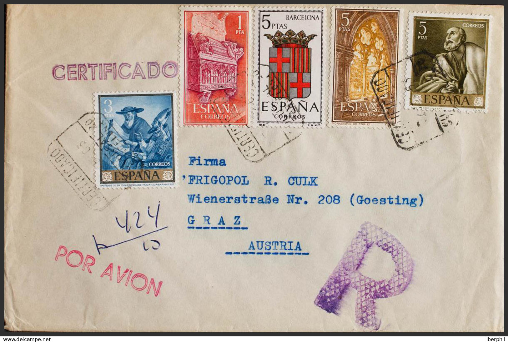 España. 2º Centenario Posterior A 1960. Al Dorso Llegada. ESPECTACULAR FRANQUEO. - Cartas & Documentos