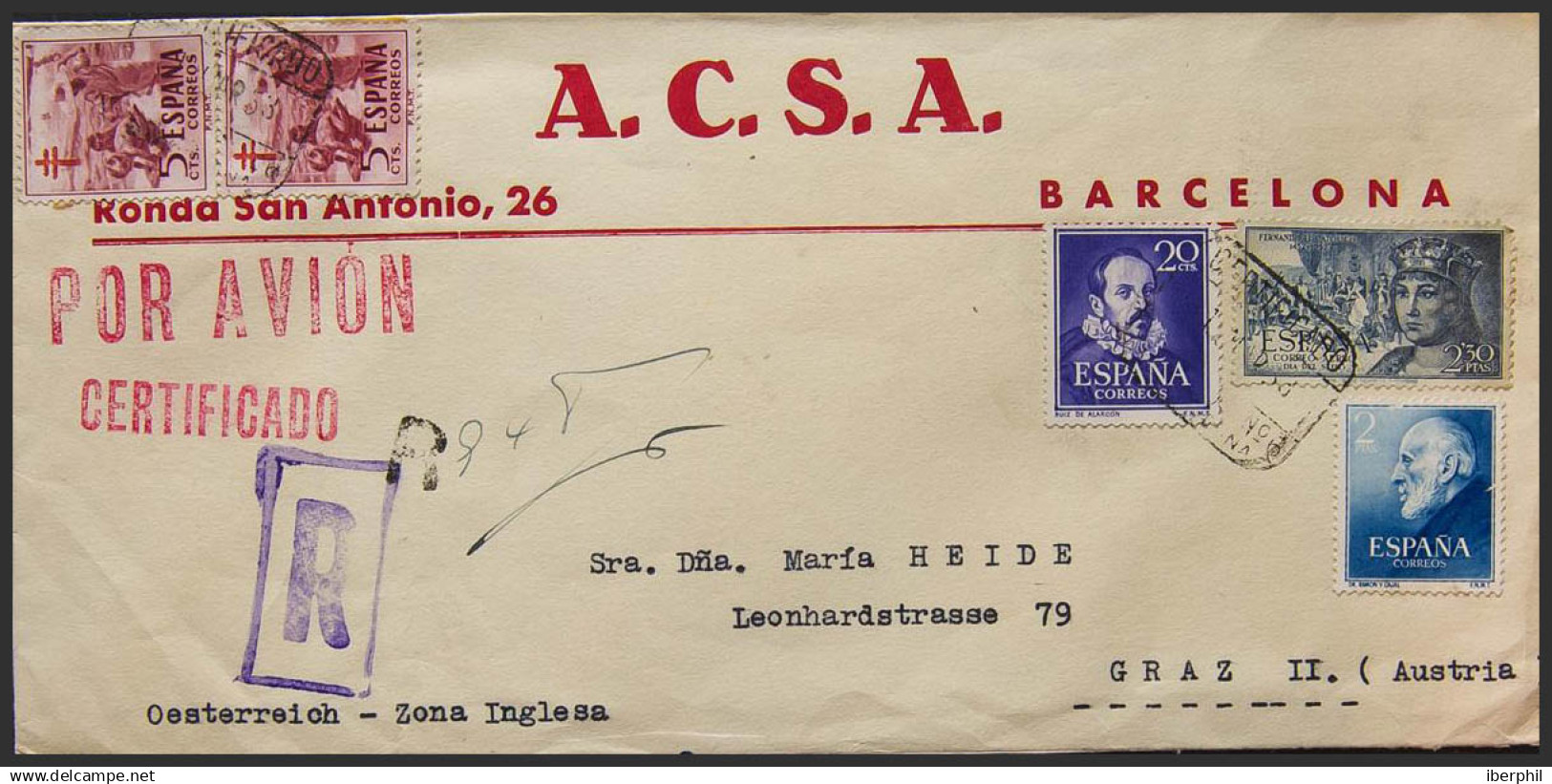 España. 2º Centenario Anterior A 1960. CERTIFICADO / BARCELONA. MAGNIFICA. - Cartas & Documentos