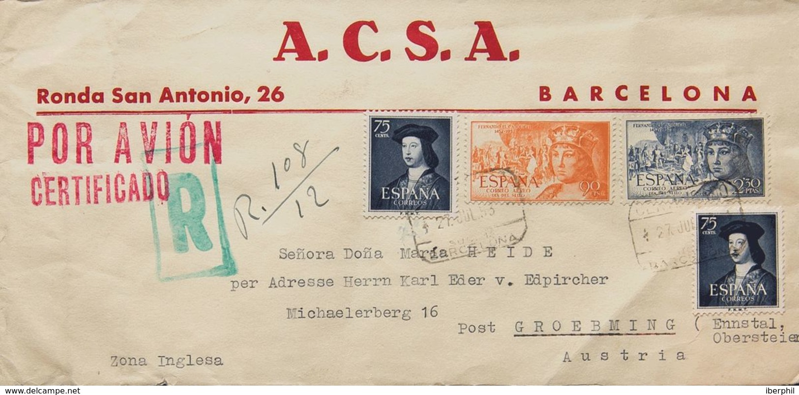 España. 2º Centenario Anterior A 1960. CERTIFICADO / BARCELONA. MAGNIFICA. - Cartas & Documentos