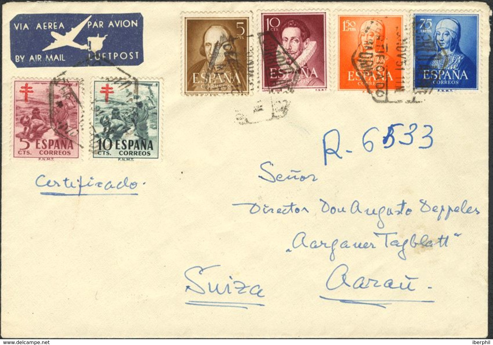 España. 2º Centenario Anterior A 1960. Al Dorso Llegada. - Cartas & Documentos