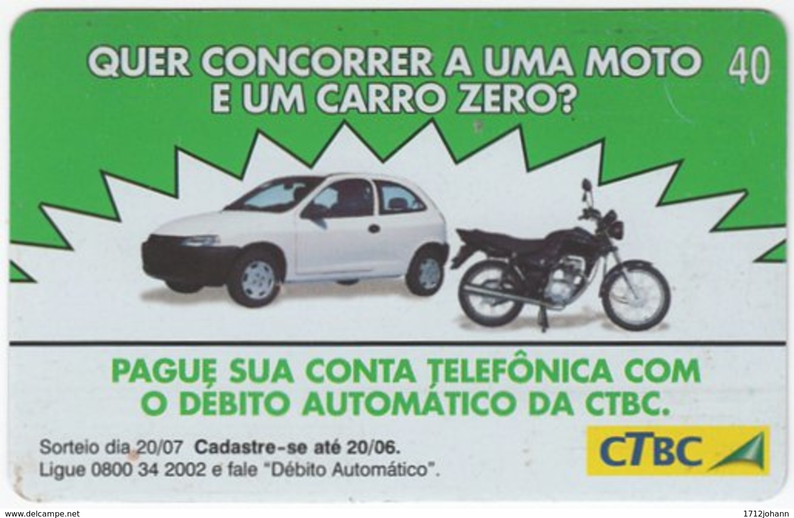 BRASIL K-079 Magnetic CTBC - Traffic, Car - Used - Brésil