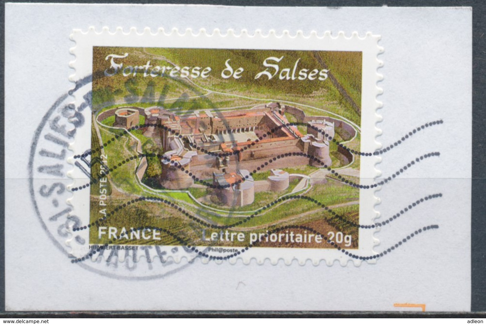 France - Châteaux Et Demeures (Salses) YT A721 Obl. Cachet Rond Manuel Et Ondulations Toshiba Sur Fragment - Usati