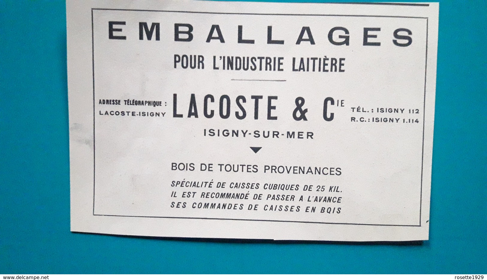 Isigny Sur Mer,emballages Pour L'industrie Laitière Lacoste & Cie - Advertising