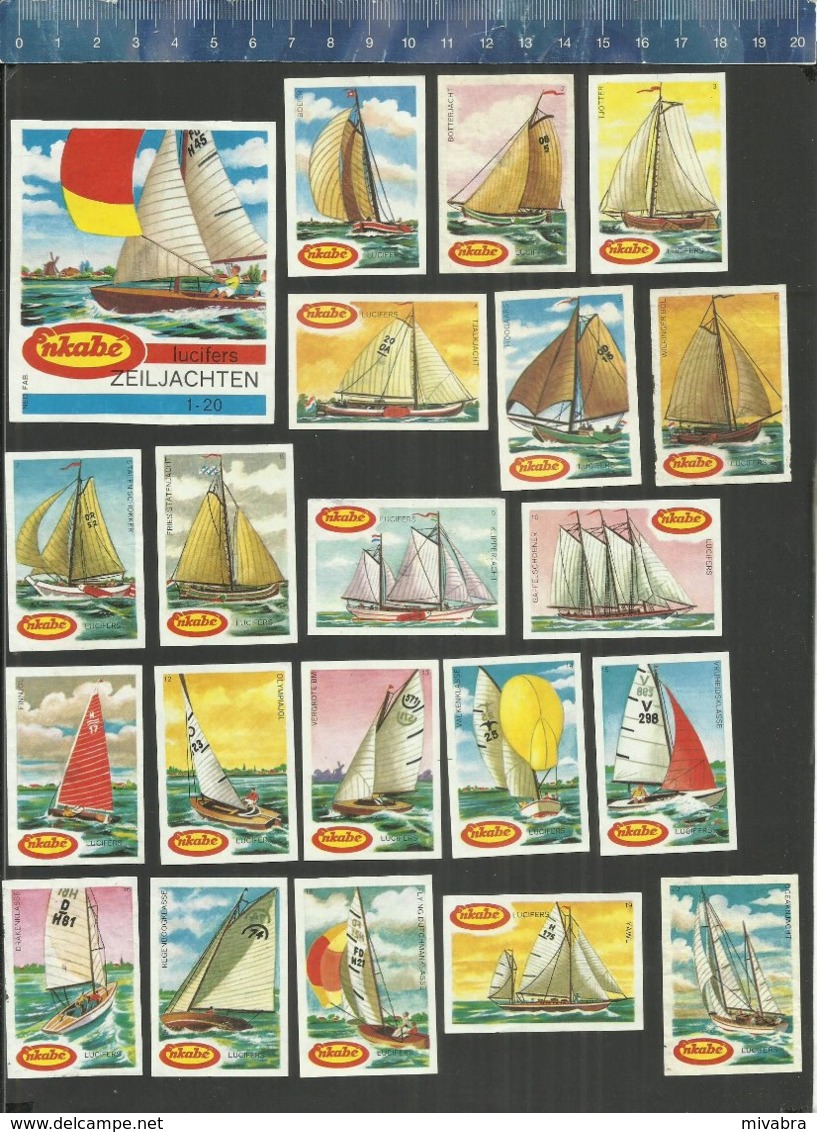 ENKABE ZEILJACHTEN SAILING YACHTS VOILIERS - SHIPS - SEGELN ZEILEN   DUTCH Matchbox Labels - Luciferdozen - Etiketten