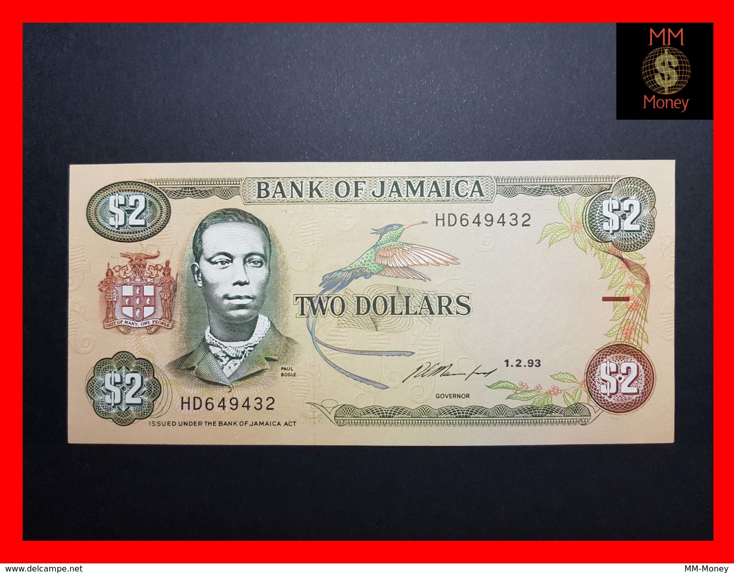 JAMAICA 2 $  1.2.1993 P. 69 E  UNC - Jamaica