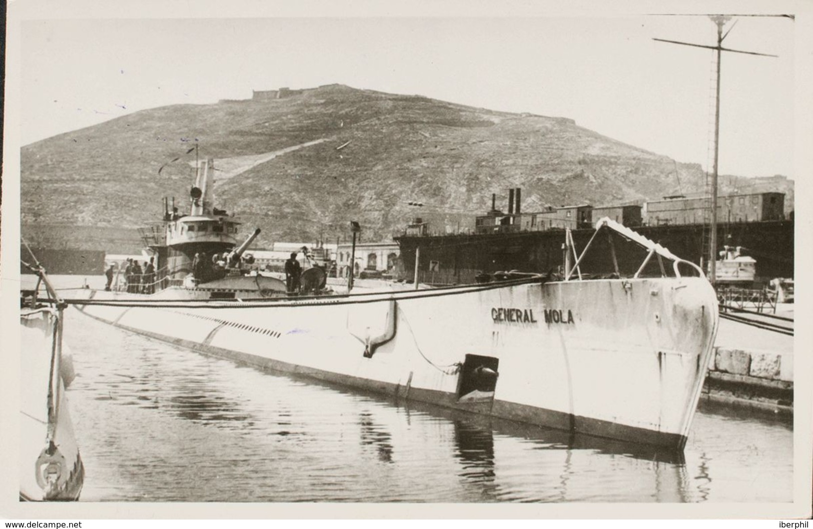 España. Guerra Civil. Postal Nacional. (*). 1937. Tarjeta Postal Con Imagen Del Submarino General Mola (antes Archimede - Briefe U. Dokumente