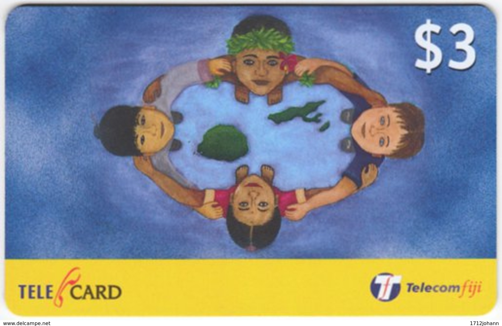 FIJI A-156 Prepaid Telecom - Painting, People, Children - Used - Figi