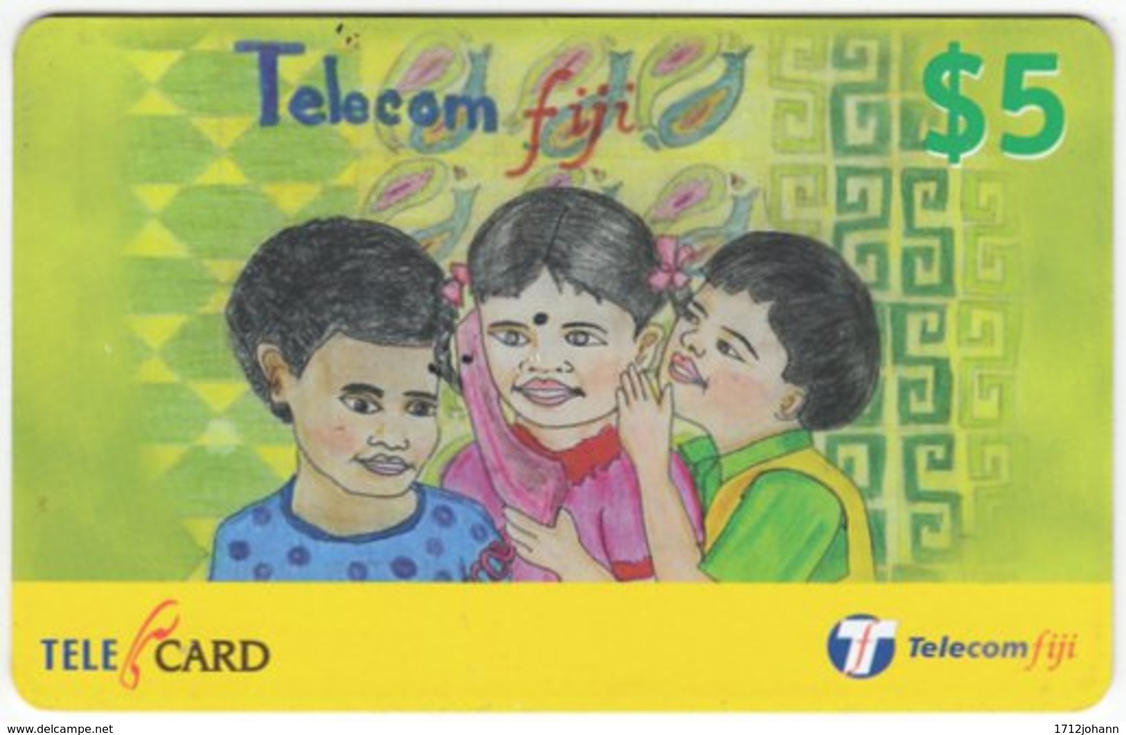 FIJI A-162 Prepaid Telecom - Painting, People, Children - Used - Figi