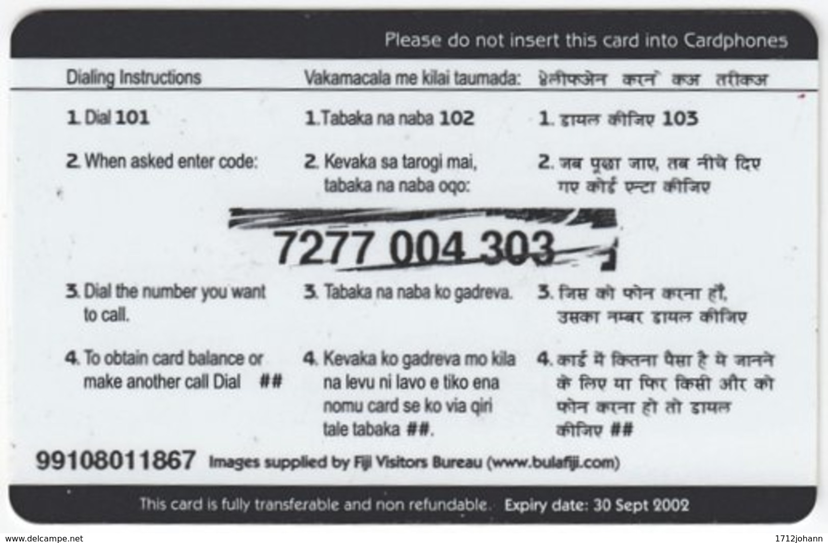 FIJI A-169 Prepaid Telecom - People, Traditonal Life - Used - Figi