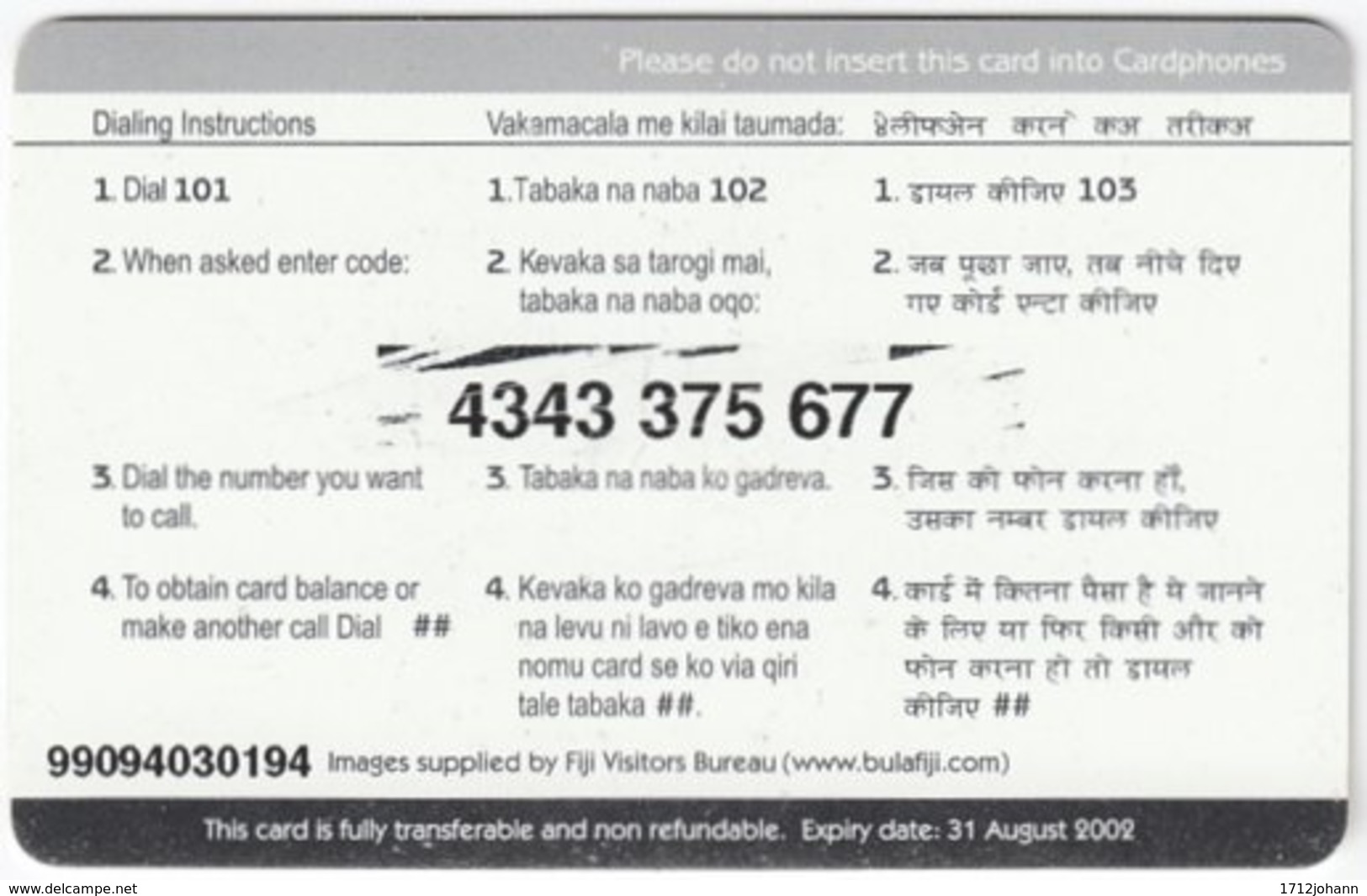 FIJI A-173 Prepaid Telecom - Leisure, Mountain Biking - Used - Figi