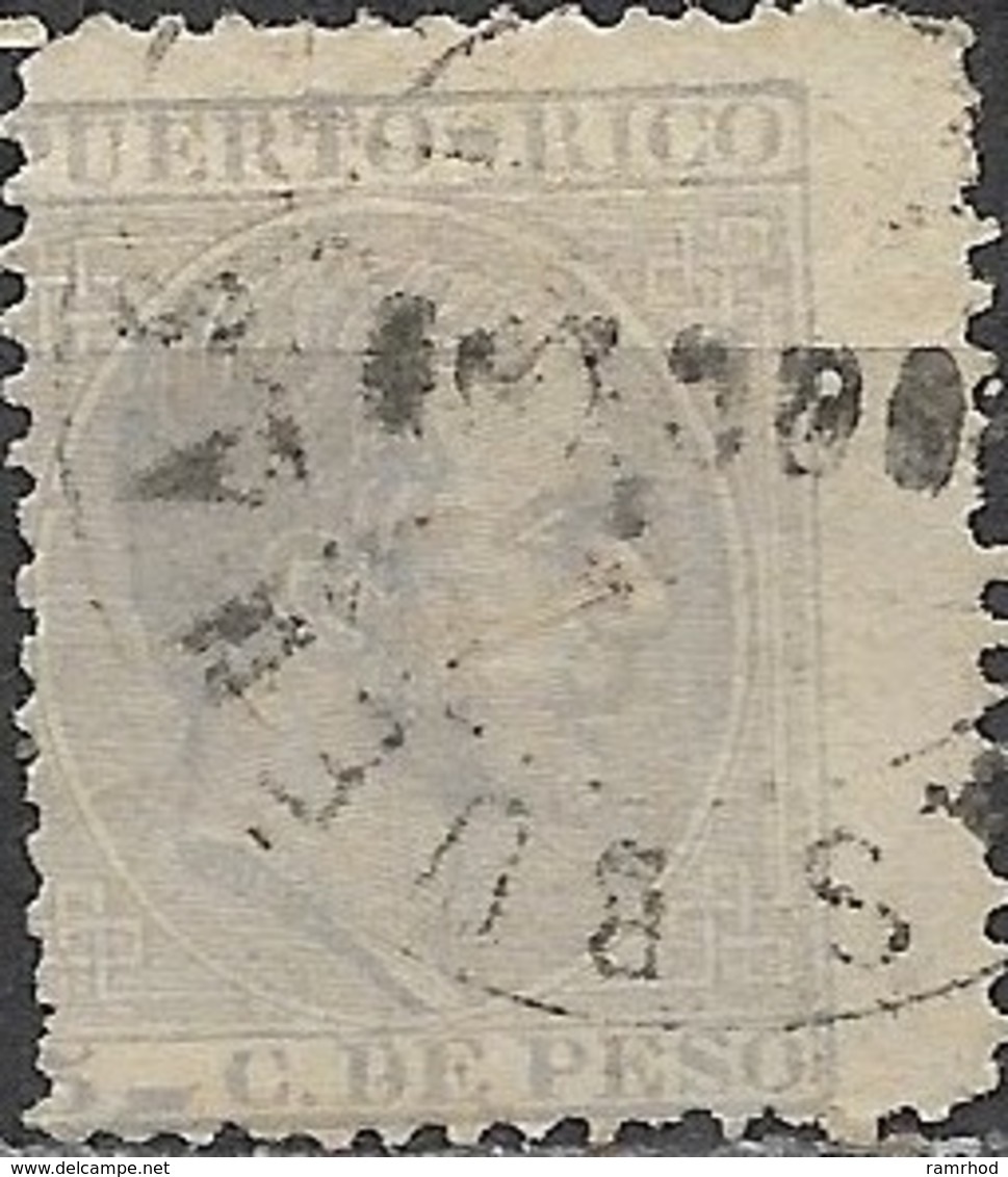 PUERTO RICO 1882 Alfonso XIII - 5c - Lilac FU - Puerto Rico