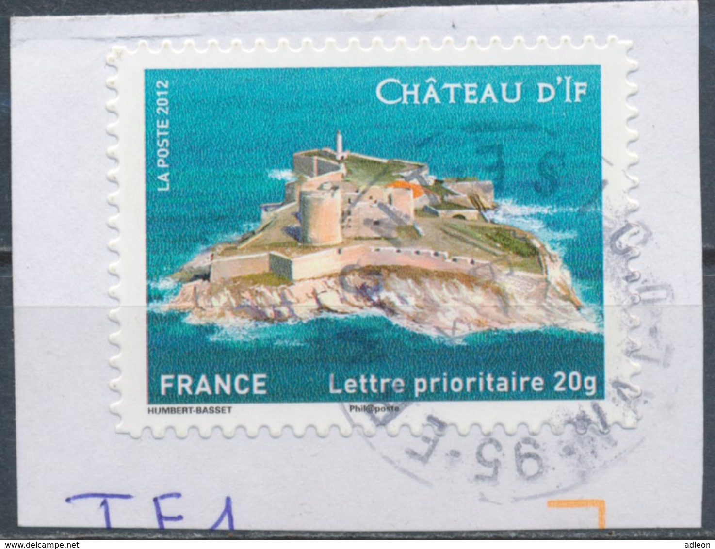 France - Châteaux Et Demeures (If) YT A722 Obl. Cachet Rond Manuel Sur Fragment - Otros & Sin Clasificación