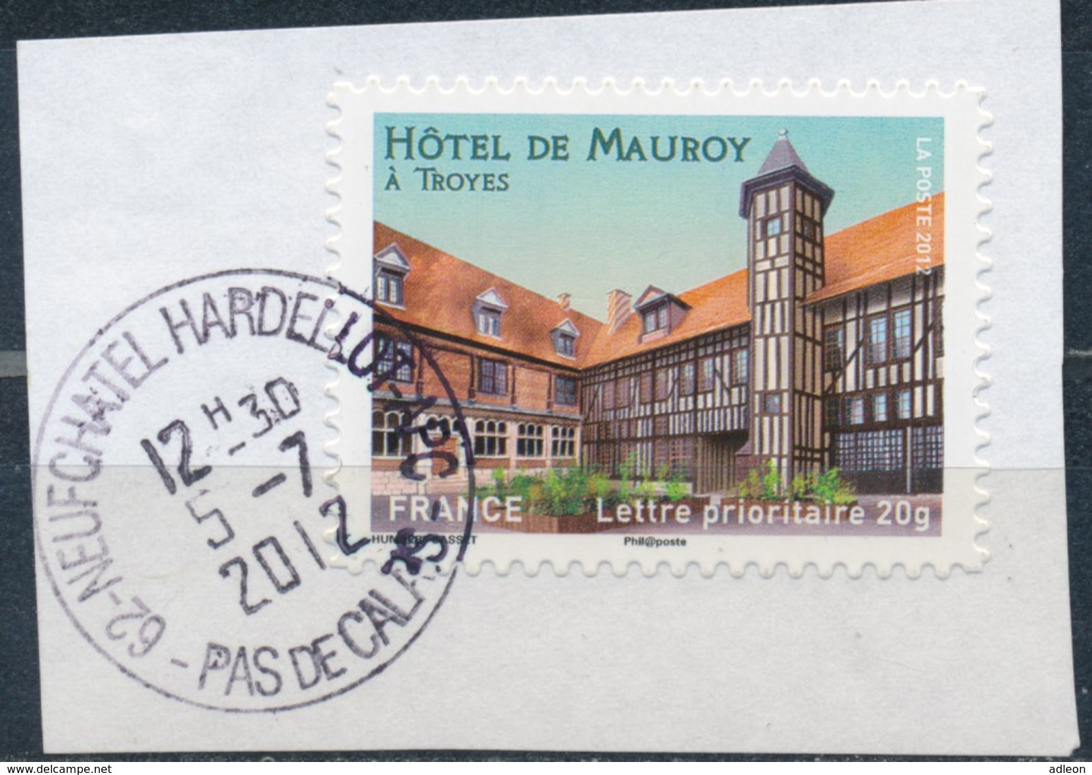 France - Châteaux Et Demeures (Troyes) YT A723 Obl. Cachet Rond Manuel Sur Fragment - Altri & Non Classificati