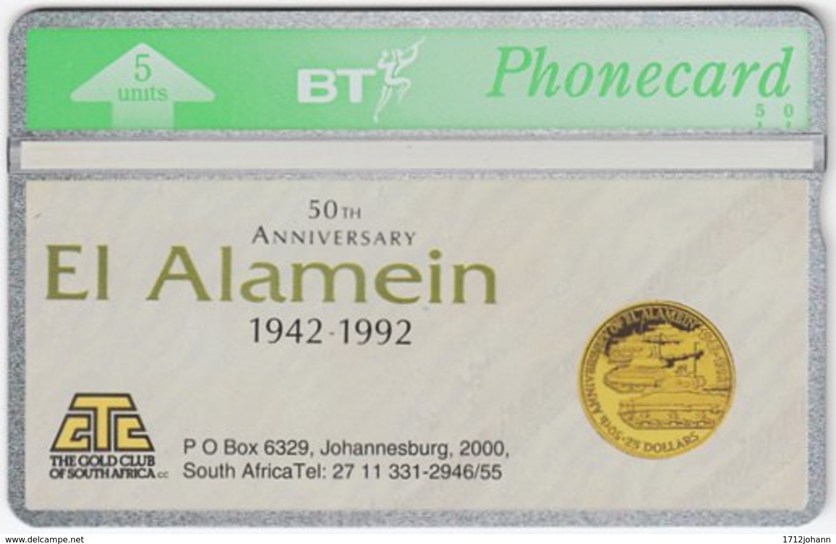 GREAT BRITAIN E-507 Hologram BT - Anniversary, 2nd World War, El Alamein - 371E - MINT - BT Emissions Privées